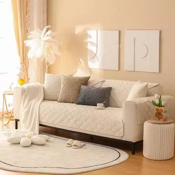 Универсальная подушка для дивана с вышивкой Four Seasons, чехол для дивана, ткань, плюшевая кожаная защита от царапин, защита диванной подушки 70*70cm