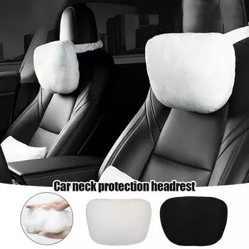 Универсальная подушка для шеи на подголовник автомобильного сиденья, мягкая, комфортная, с эффектом памяти, хлопковая, защитная подушка для шеи, черная, белая, минималистичная, автомобильные аксессуары