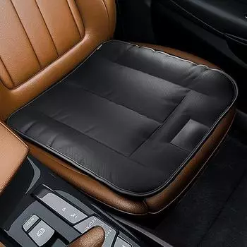 Универсальная подушка для сиденья автомобиля, роскошная кожаная черная, Four Seasons Comfort, дышащая, обитая, автомобильная подушка для переднего сиденья, автомобильные аксессуары
