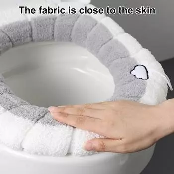 Универсальная подушка для сиденья унитаза, приятная для кожи, полезный зимний теплый нескользящий О-образный чехол синий