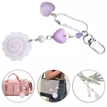 Универсальная подвеска в виде сердечка с бусинами Универсальная подвеска в виде сердечка с бусинами для ключей Украшение для телефонов, камер и рюкзаков фиолетовый