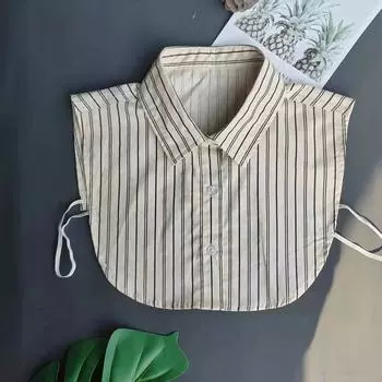 Универсальная полосатая рубашка с накладным воротником, декоративный воротник, зимний женский воротник рубашки, мужской женский хлопковый воротник хаки