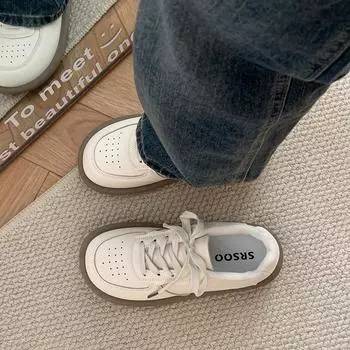 Универсальная повседневная спортивная обувь Mori, новые однотонные туфли, литературные туфли с большой головой, весенние туфли на плоской подошве, маленькие белые туфли, женские туфли с мягкой подошвой для студентов 35 белый