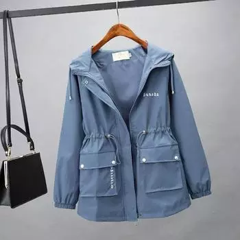 Универсальная повседневная весенняя женская одежда, студенческая ветровка, женская одежда XXL чёрный