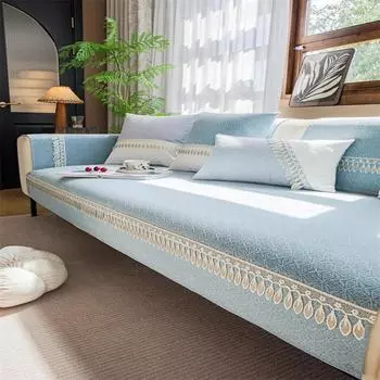 Универсальная прецизионная жаккардовая диванная подушка из синели Four Seasons, современная простая нескользящая диванная подушка с простой строчкой, полотенце 70x70cm 1pc