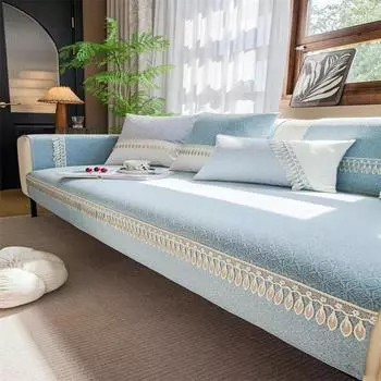 Универсальная прецизионная жаккардовая диванная подушка из синели Four Seasons, современная простая нескользящая диванная подушка с простой строчкой, полотенце 70x70