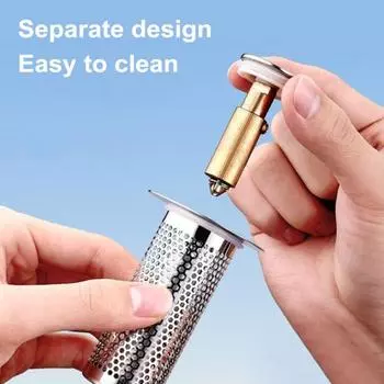 Универсальная пробка для раковины в ванной комнате, нержавеющий сливной фильтр с латунным сердечником и ситечком для волос, замена сливной пробки для раковины в ванной комнате A