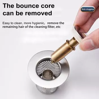 Универсальная пробка для раковины в ванной комнате, нержавеющий сливной фильтр с латунным сердечником и ситечком для волос, замена сливной пробки для раковины в ванной комнате A