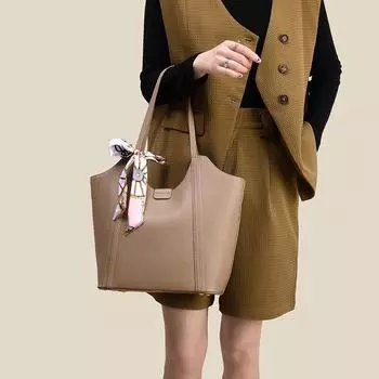 Универсальная простая сумка Senior Sense с текстурой большой емкости через плечо, женская модная повседневная сумка-тоут подмышкой коричневый