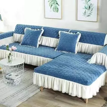 Универсальная противоскользящая подушка для сиденья с современным кружевным краем, высококачественный плюшевый чехол для дивана, новый эстетический чехол для дома, салфетки на все времена 40x40cm 1pcs