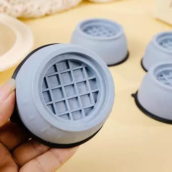 Универсальная противоскользящая противоударная накладка на ножки стиральных машин и холодильников серый/чёрный