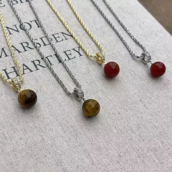 Универсальная пряжка ожерелье с камнем тигровый глаз: Элегантные, универсальные и простые модели для женщин в этом осенне-зимнем сезоне. N1196 Tiger Eye Stone серебряный