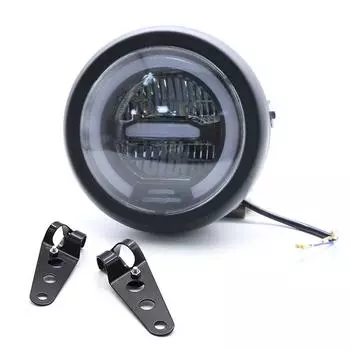 Универсальная ретро мотоциклетная светодиодная фара дневного света белого цвета с ангельским глазом