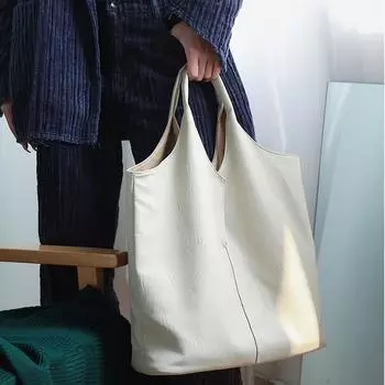 Универсальная ретро-сумка-тоут для женщин, мягкая двухсторонняя контрастная потертая кожаная повседневная сумка для женщин (30cm<Max Length<50cm)