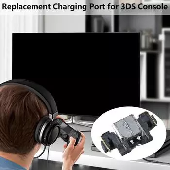 Универсальная розетка питания, сменный порт зарядки, порт зарядки игровой консоли, простая установка для игровой системы 3DS XL серебряный