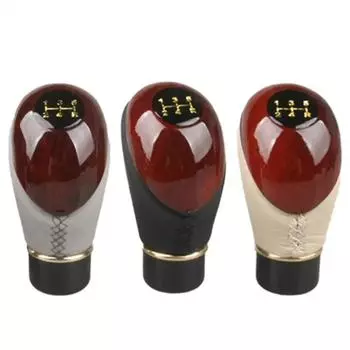 Универсальная ручка переключения передач автомобиля деревянная искусственная кожа автомобиль грузовик 5 скоростей рычаг ручного переключения передач ручка переключения передач автомобильные аксессуары интерьер чёрный