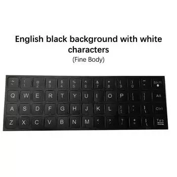 Универсальная самоклеящаяся наклейка на клавиатуру из ПВХ, прочный алфавит, черный фон, белая наклейка с буквами для ноутбука