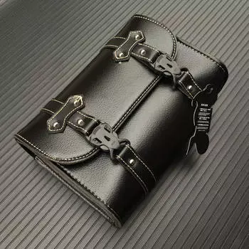 Универсальная седельная сумка для мотоцикла, модель сбоку, искусственная кожа, седельная сумка для багажа, сумка для хранения инструментов для Harley Sportster XL883 чёрный