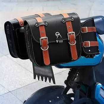 Универсальная седельная сумка для мотоцикла, большая вместимость, боковые сумки для мотоцикла, инструмент для хранения Harley Sportster XL 883 Honda Yamaha Suzuki чёрный