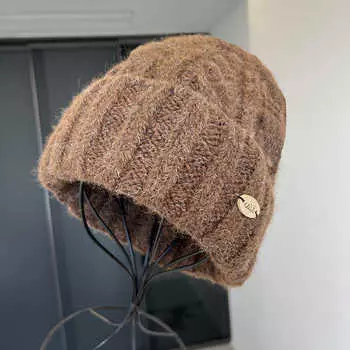 Универсальная шерстяная шапка из крученой шерсти, женская, теплая, для защиты ушей, для пары, мужская, вязаная шапка, показывающая лицо, маленькая, холодная шапка-пуловер M56-58cm