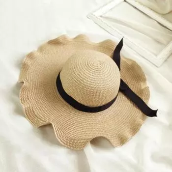 Универсальная шляпа-папирус с завитками в виде грибка и черной лентой, весна-лето, принцесса, женская солнцезащитная пляжная шляпа с козырьком one size fits all хаки