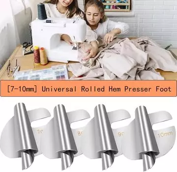 Универсальная швейная лапка для подгибки 4 шт., лапка для подгибки 7/8/9/10 мм шириной, лапка для подгибки валиком, лапка для швейной машины, подгибка для дома и промышленности Hemmer Foot 4PCS(7-10mm)