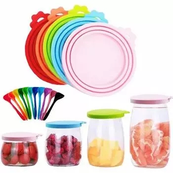 Универсальная силиконовая крышка для банок с кормом для домашних животных: Влагонепроницаемая, негниющая упаковка для корма для собак и кошек spoon небесно-голубой