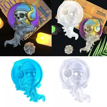 Универсальная силиконовая литейная форма для черепа с длинной бородой, универсальная форма для украшений, настенное украшение, инструмент для изготовления ювелирных изделий белый