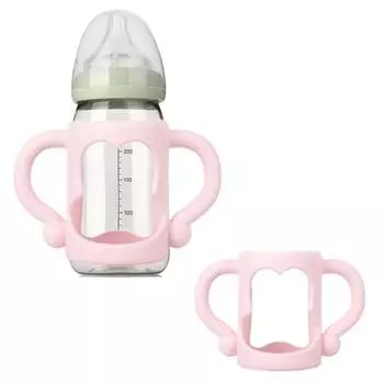 Универсальная силиконовая ручка для узких детских бутылочек, удобная для захвата, подходит для большинства бутылочек - мягкий силикон без содержания бисфенола А розовый