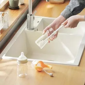 Универсальная силиконовая щетка для мытья чашек с длинной ручкой — многоразовая, мягкая щетина для мытья стекол и кухонных поверхностей. Щетка для мытья чашек. 1PCS белый