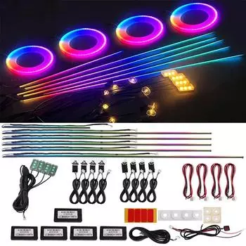 Универсальная симфоническая подсветка для автомобиля RGB, интерьерное освещение автомобиля, атмосфера, радуга, акриловый декоративный светильник для автомобиля U3O7