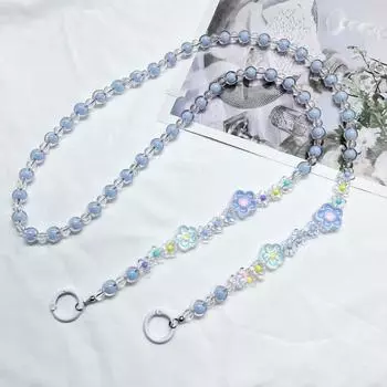 Универсальная симпатичная сумка через плечо с цепочкой для телефона, шнурок с цветком и бусинами, цепочка для защиты от потери сотового телефона фиолетовый