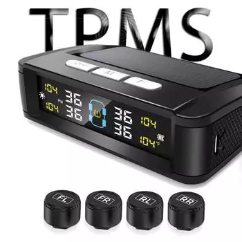Универсальная система контроля давления в шинах автомобиля TPMS, 4 датчика, дисплей, интеллектуальное предупреждение о давлении и температуре в шинах на солнечной батарее 4-External Sensor