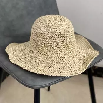 Универсальная складная соломенная шляпа для женщин, летняя, для путешествий, защиты от солнца, для отпуска, для пляжа, для прилива M56-58cm бежевый