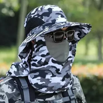 Универсальная солнцезащитная шляпа на 360°, съемная камуфляжная шляпа от солнца с большими полями, мужская шляпа от солнца для путешествий, альпинизма, рыбалки