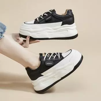 Универсальная спортивная обувь весна новые женские туфли на платформе белые туфли плоская подошва увеличение роста повседневная обувь дети 34 белый