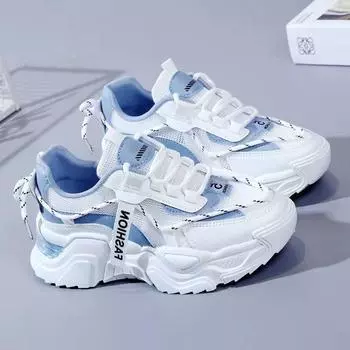 Универсальная студенческая повседневная обувь, обувь с толстой подошвой из сетки, женская обувь, кроссовки, спортивная обувь 35 синий