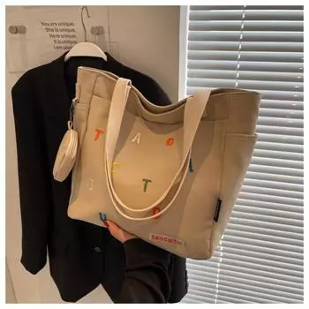 Универсальная сумка большой вместимости Commuter 2024 года, новая женская сумка, сумка-мешок с алфавитом, модная сумка через плечо