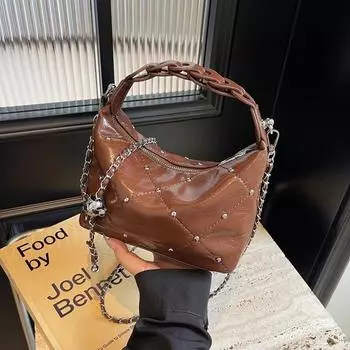 Универсальная сумка-цепочка Niche design для женщин 2024 года, новая модная простая сумка через плечо, сумка-мессенджер через подмышку чёрный