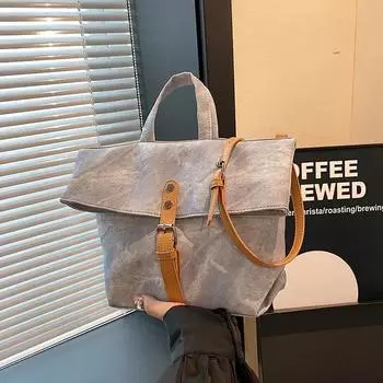 Универсальная сумка через плечо большой вместимости, повседневная художественная холщовая сумка, элегантная сумка-тоут