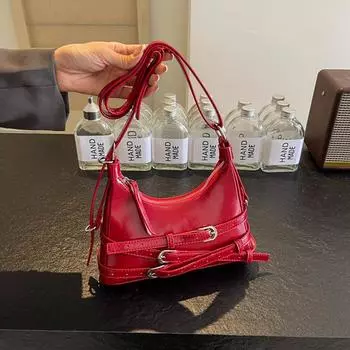 Универсальная сумка через плечо для женщин, сумки через плечо цвета красного вина, однотонная текстура, модные сумки для шопинга и путешествий для женщин