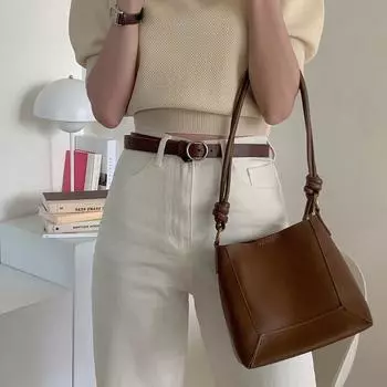 Универсальная сумка через плечо, летняя, новая, модная, простая, однотонная, сумка через плечо из искусственной кожи, сумка для ежедневных покупок (20cm<Max Length<30cm)