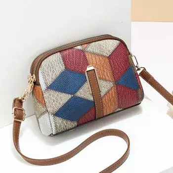 Универсальная сумка через плечо в этническом стиле, роскошная женская сумка через плечо в сочетании цветов, национальная модная тенденция, двойная молния, смена мод