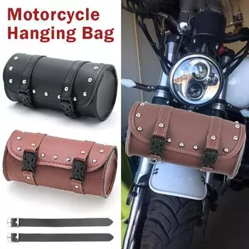 Универсальная сумка для инструментов из искусственной кожи для мотоцикла, водонепроницаемая передняя вилка, набор инструментов для руля, винтажная подвесная бочка для хранения в рулонах коричневый