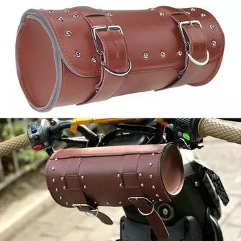 Универсальная сумка для инструментов на переднюю вилку мотоцикла из коричневого полиуретана, сумка для багажа, сумка для седла для Harley Chopper Dyna Sportster Honda Suzuki Yamaha