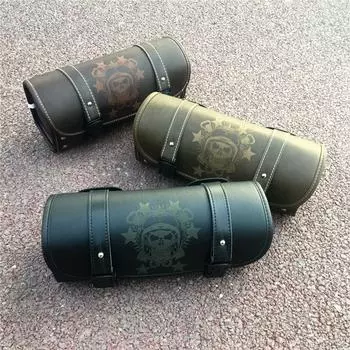 Универсальная сумка для инструментов с черепом, черно-коричневая, для мотоцикла, передняя вилка, руль, седельная сумка, ролл-баррель, гоночный хвостовой ствол