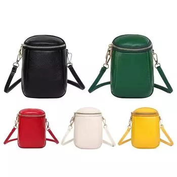 Универсальная сумка для монет из натуральной кожи с регулируемым ремешком, повседневная сумка в стиле ретро для женщин чёрный