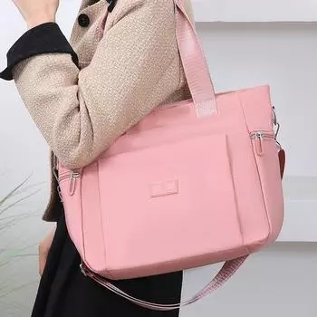 Универсальная сумка на одно плечо, большая сумка для женщин, новая корейская версия, нейлоновая ткань, большая вместимость, простая сумка-тоут для покупок 36*15*26cm чёрный