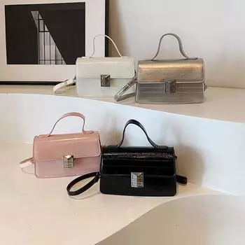 Универсальная сумка Niche, маленькая квадратная сумка, модная сумка через плечо, иностранная женская сумка, фактурная сумка через плечо из искусственной кожи серебряный