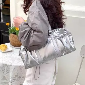 Универсальная сумка-сумка в студенческом стиле, модная вместительная сумка для боулинга, сумка-тоут на одно плечо чёрный